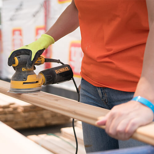 Sanding baseboards