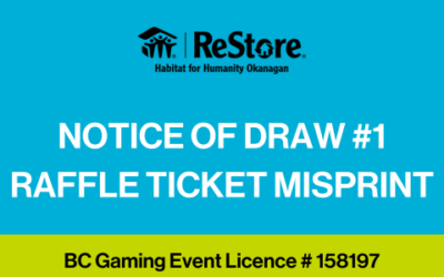 Notice of Misprint – ReStore 50/50 Draw #1